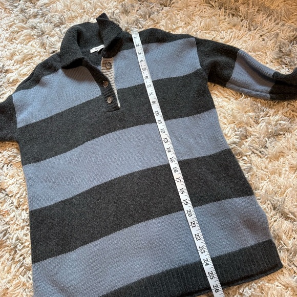 Madewell | Rugby Stripe Polo Sweater in a blue and gray wool-blend knit Size XS - Picture 8 of 9